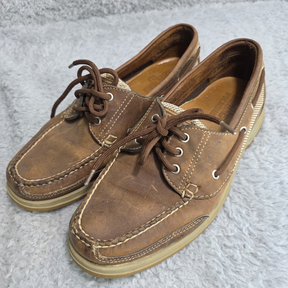 Sebago Docksides Boat Shoes Brown Leather Mesh Mens 8.5 M‎ B71141